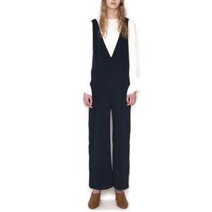 Oak + Fort Sleeveless Wide Leg Black Jumpsuit